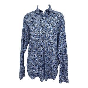 Robert Graham Galatea Button Down Shirt Mens XL Blue Pattern Modern Americana